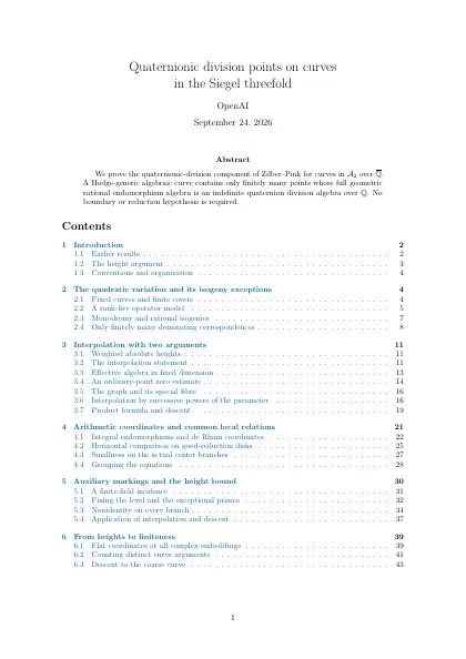 First page of Quaternionic division points on curves in the Siegel threefold