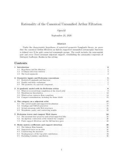 First page of Rationality of the Canonical Unramified Arthur Filtration