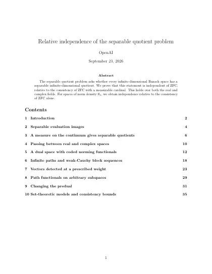 First page of Relative independence of the separable quotient problem