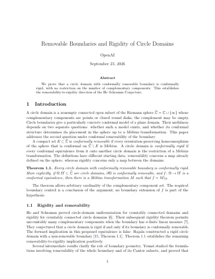 First page of Removable Boundaries and Rigidity of Circle Domains