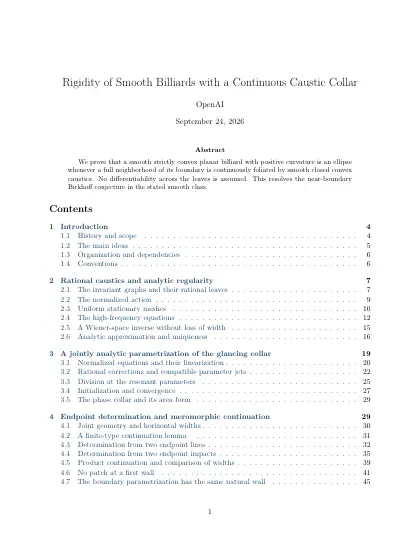 First page of Rigidity of Smooth Billiards with a Continuous Caustic Collar
