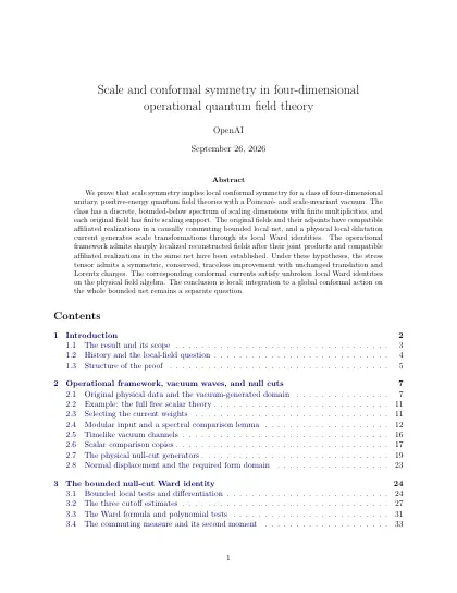 First page of Scale and conformal symmetry in four-dimensional operational quantum field theory