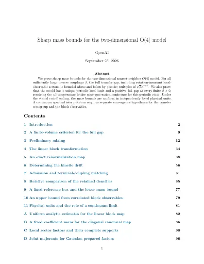 First page of Sharp mass bounds for the two-dimensional O(4) model