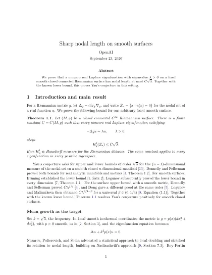 First page of Sharp nodal length on smooth surfaces