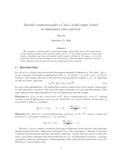 First page of Smooth counterexamples to Yau's nodal upper bound in dimensions three and four
