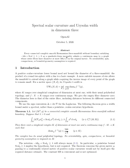 First page of Spectral scalar curvature and Urysohn width in dimension three
