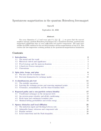 First page of Spontaneous magnetization in the quantum Heisenberg ferromagnet