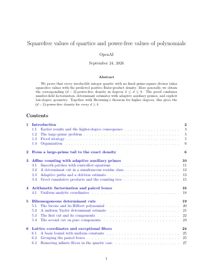 First page of Squarefree values of quartics and power-free values of polynomials
