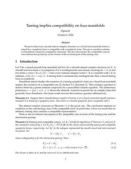 First page of Taming implies compatibility on four-manifolds
