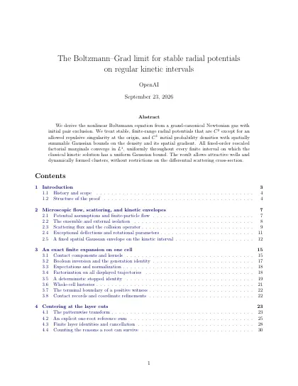 First page of The Boltzmann–Grad limit for stable radial potentials on regular kinetic intervals