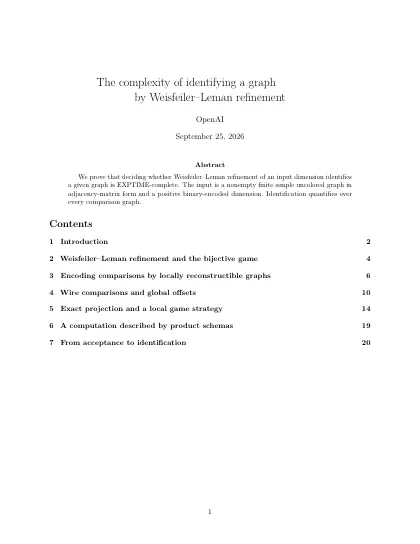 First page of The complexity of identifying a graph by Weisfeiler–Leman refinement