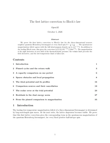 First page of The first lattice correction to Bloch's law