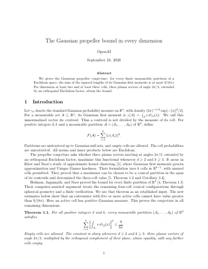 First page of The Gaussian propeller bound in every dimension