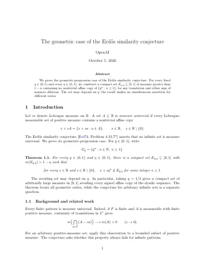 First page of The geometric case of the Erdős similarity conjecture