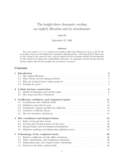 First page of The height-three chromatic overlap: an explicit filtration and its attachments