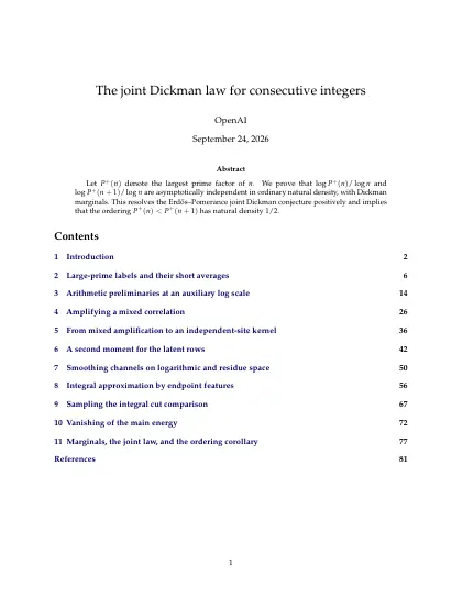First page of The joint Dickman law for consecutive integers