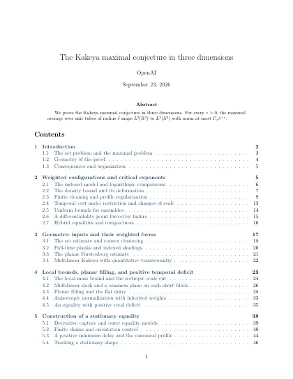 First page of The Kakeya maximal conjecture in three dimensions