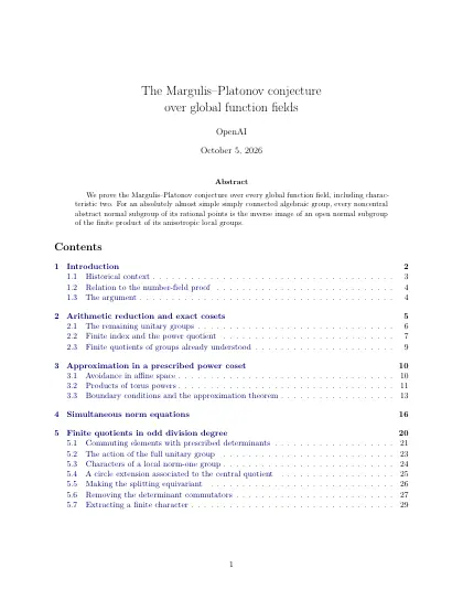 First page of The Margulis–Platonov conjecture over global function fields