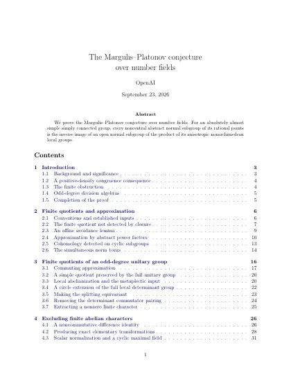 First page of The Margulis–Platonov conjecture over number fields