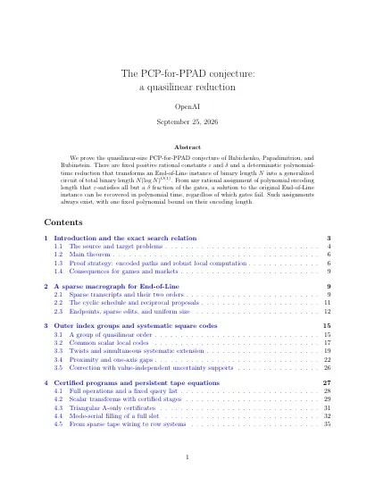 First page of The PCP-for-PPAD conjecture: a quasilinear reduction