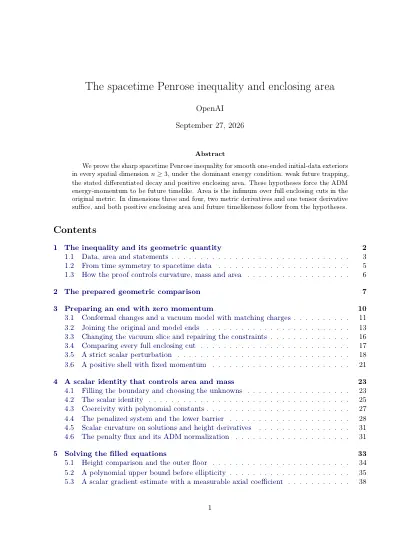 First page of The spacetime Penrose inequality and enclosing area