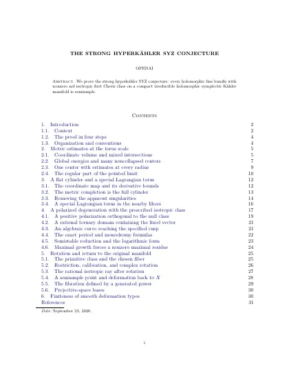 First page of The strong hyperkähler SYZ conjecture