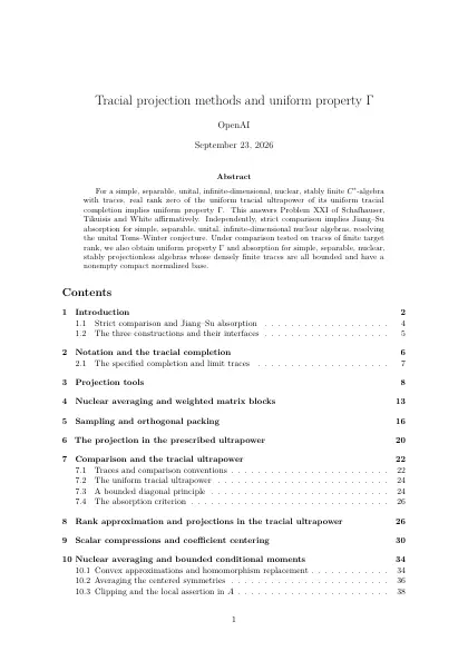 First page of Tracial projection methods and uniform property Gamma