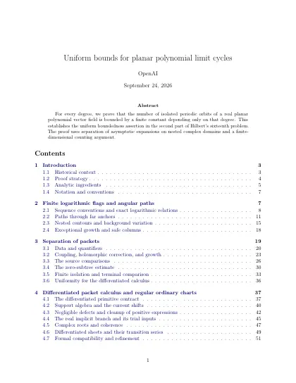 First page of Uniform bounds for planar polynomial limit cycles