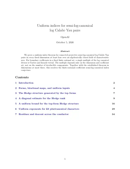 First page of Uniform indices for semi-log-canonical log Calabi–Yau pairs