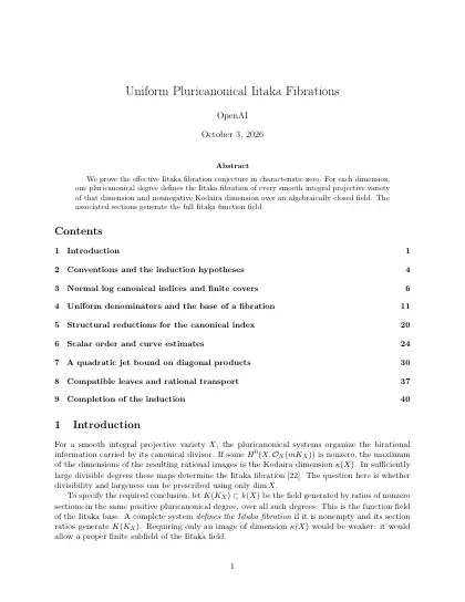 First page of Uniform Pluricanonical Iitaka Fibrations