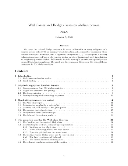 First page of Weil classes and Hodge classes on abelian powers